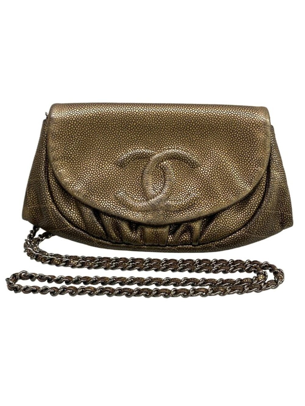 Chanel Wallet Half Moon Blanc Chain Silver Shoulder Bag